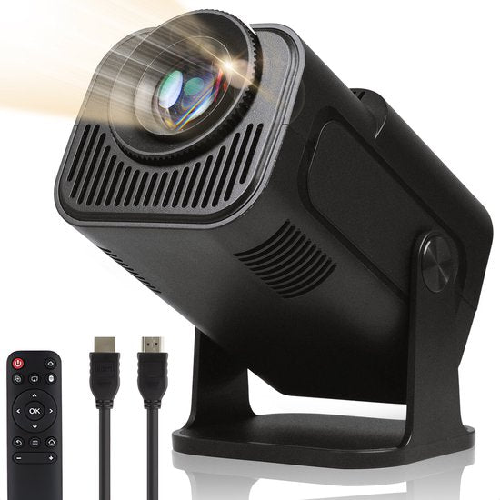 Lumina® Pro Mini Beamer 2025 – Tragbarer 4K-Smart-Projektor mit WLAN 6 und Bluetooth 5.2 – Kompatibel mit iOS und Android – Ideal für das Heimkino – Schwarz