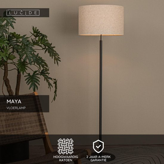 Lucide MAYA – Stehlampe – Ø 45 cm – 1xE27 – Beige – Japandi
