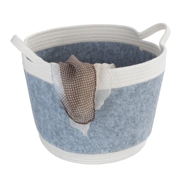 WENKO Bea Aufbewahrungskorb Schwarz – Ø 35 x 26 cm – Baumwolle/Polyester