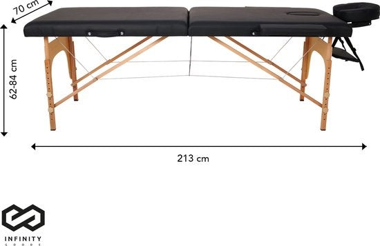 Infinity Goods Massagetisch - klappbar - 250KG Kapazität - 8 Höhenständer - inkl. Aufbewahrungstasche - Behandlungstisch - Schwarz