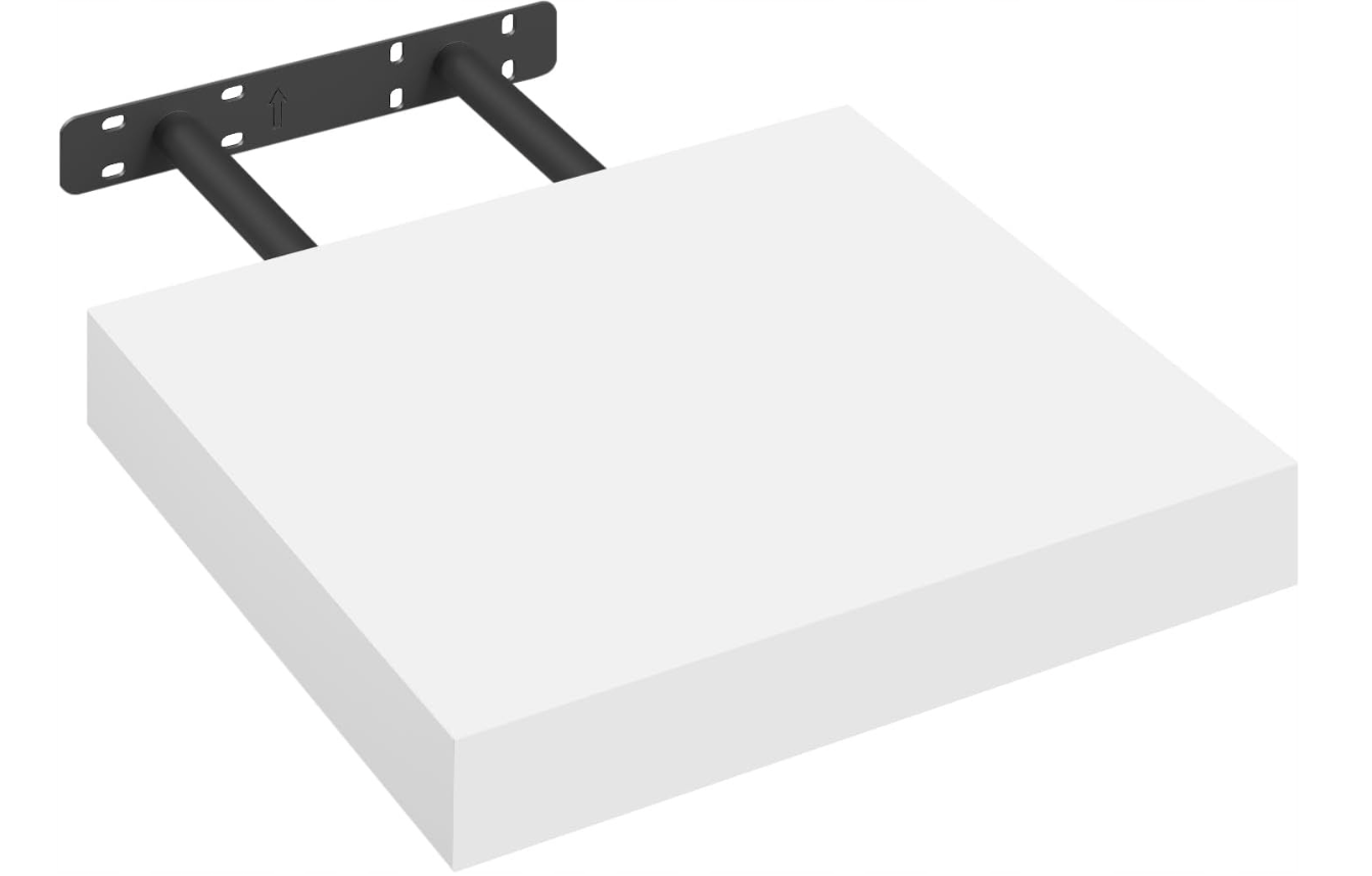 Esituro White Schwebendes Wandregal MDF Gloss White 30 x 23 x 3,8 cm - Modernes Wandregal