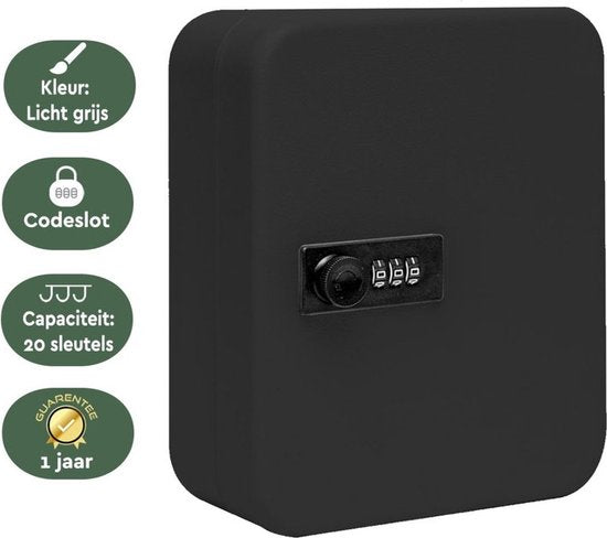 BRASQ Schlüsselsafe 20 Schlüssel mit Zahlenschloss - Schlüsselkasten KC300 Schwarz mit Zahlenschloss