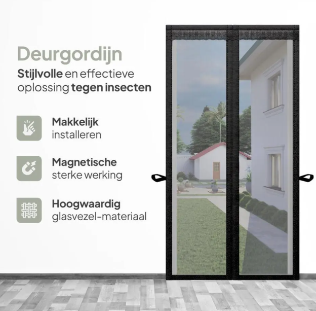 O'DADDY Türvorhang Deluxe Fiber – Schwarz – 100 x 240 cm – Magnetischer Fliegenschutzvorhang