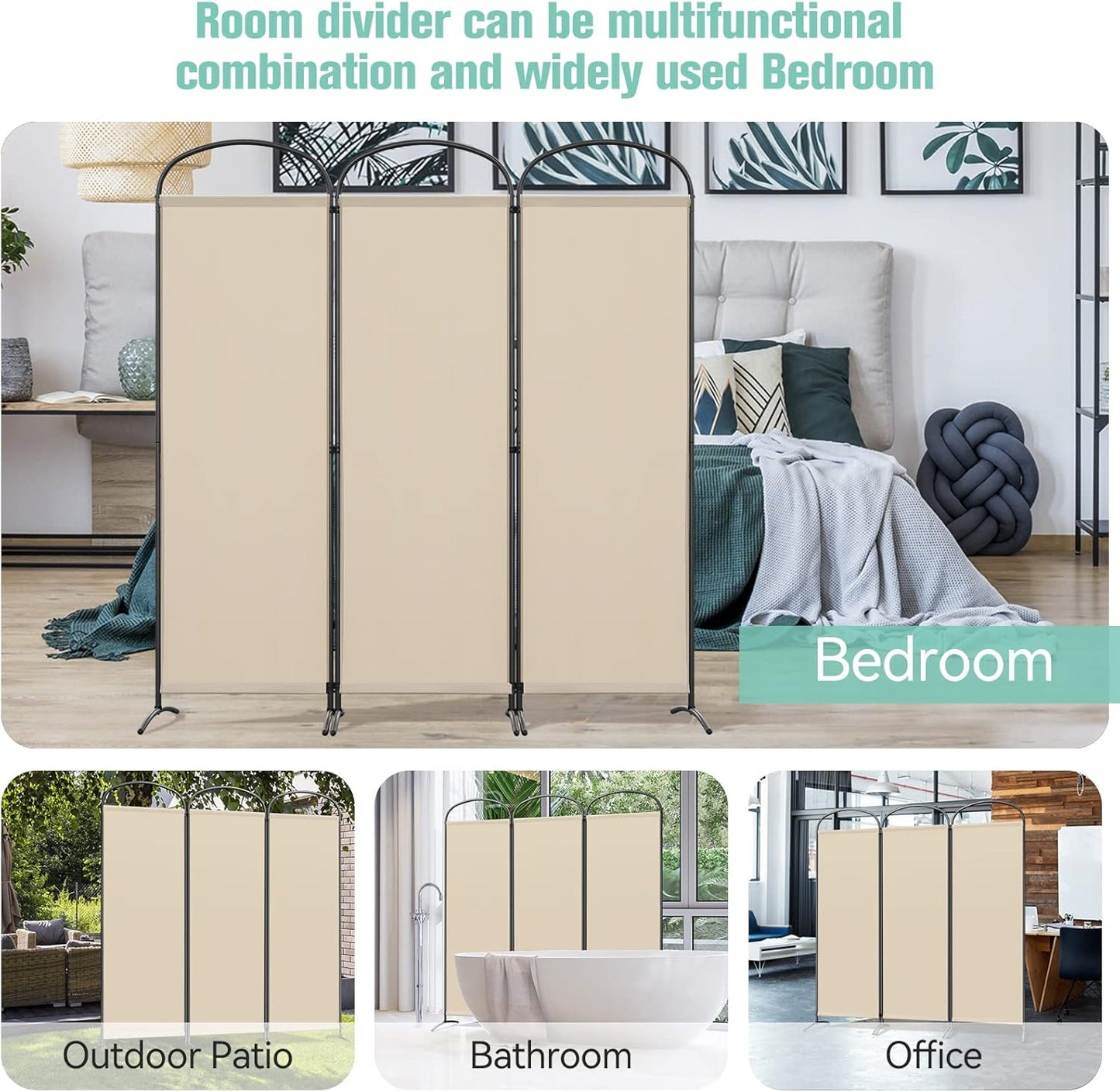 Angel Living Faltwand - 3 Paneele - 168 x 182 cm - Beige