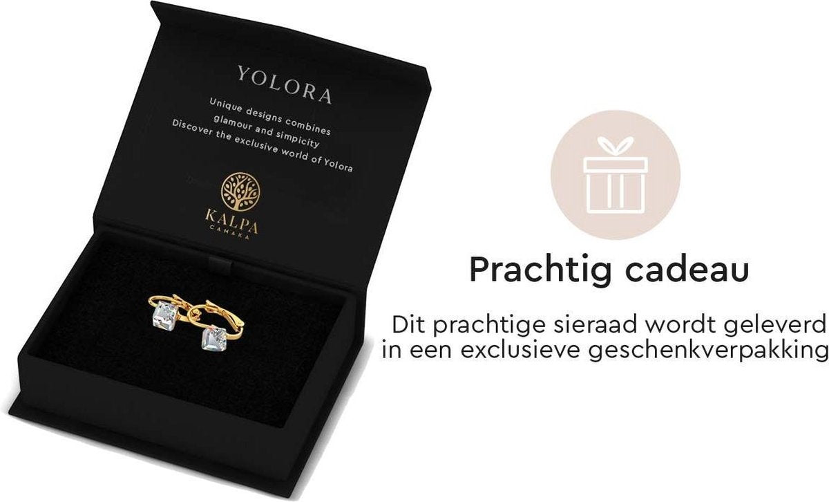 Yolora Damen Ohrringe mit Kalpa Camaka Kristallen - Gold - 18K Gelbgold plattiert