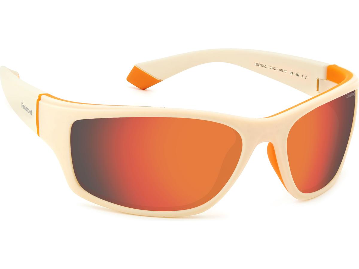 Polaroid-Sonnenbrille – Kunststoff – Herren – Weiß-Orange – 65 x 17 x 125 mm