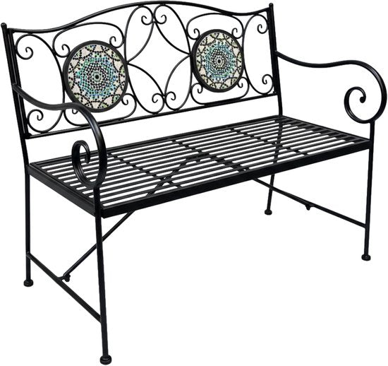 AXI Margot Mosaik-Gartenbank, mehrfarbig – Gartenbank aus Metall – 107 x 54 x 92 cm – Gartenbank für 2 Personen – Mosaik-Optik – Mit Keramikfliesen eingelegt – Für Garten, Terrasse und Balkon