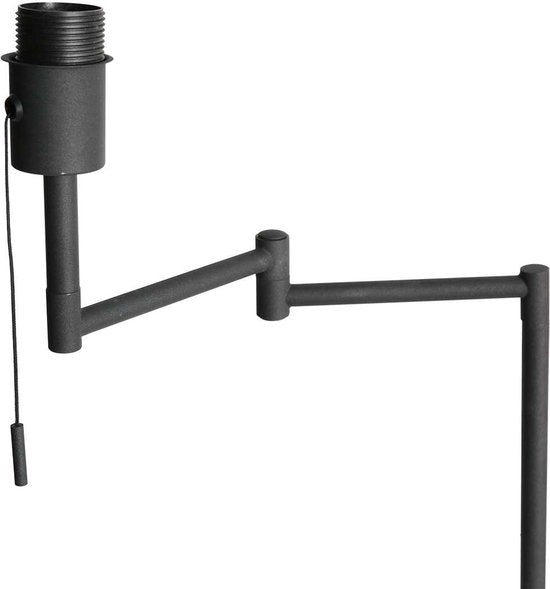 Stehlampe Bella 3407ZW – Schwarz mit schwenkbarem Arm, ausklappbar und Zugschalter – Mexlite – Zeitloses Design aus Kunststoff, Metall und Elektronik, Höhe 135 cm, Reichweite 45 cm