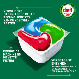 Dreft Platinum Plus All-in-One-Geschirrspültabs – Deep Clean – Mit Salz- und Klarspülerfunktion – 36 Tabs