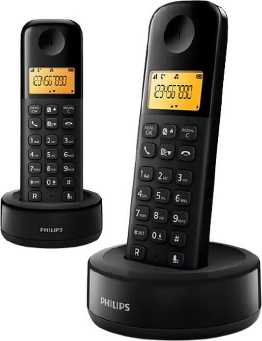 Philips D1602B/01 Haustelefon - DECT-Telefon - 2 Mobilteile - Schwarz