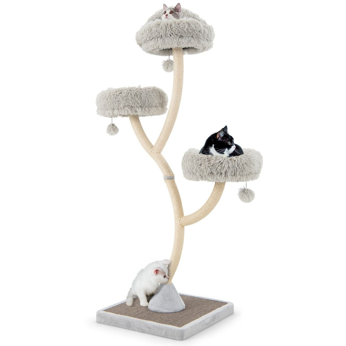 Coast Kratzbaum mit Katzensäulen - 3 warme Liegeflächen - 59 - 59 - 178 cm - Grau