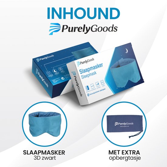 PurelyGoods® Schlafmaske - Augenmaske - 100% Verdunkelung - Schlafmaske - Männer und Frauen - einstellbar - Baumwolle - Ocean Blue