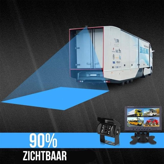 Strex Rückfahrkamera-Set - verkabelt mit 4 Kameras - 9" Bildschirm - 18LED Nachtsicht 15m - IP67 Wasserdicht - schwarz