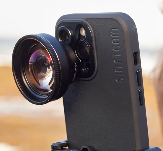 Shiftcam LensUltra 60 mm Teleobjektiv – 2–5-facher scharfer optischer Zoom – Hervorragende Kontrolle der Schärfentiefe – Aus Fluoritglas und Aluminium – Schwarz
