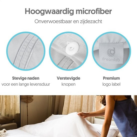 Dreamlab Bettbezugsset - 240 x 200/220 cm - Bettwäsche mit Kissenbezug - Double - Four Seasons - Mikrofaser - Weiß