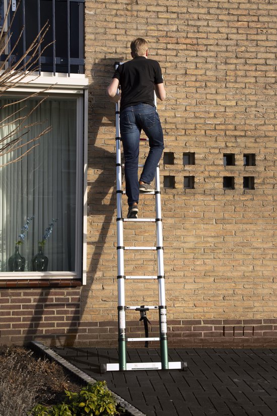 VONROC PRO Teleskopleiter - 3,8m - mit Soft-Close & Quertraverse - Sicher & stabil