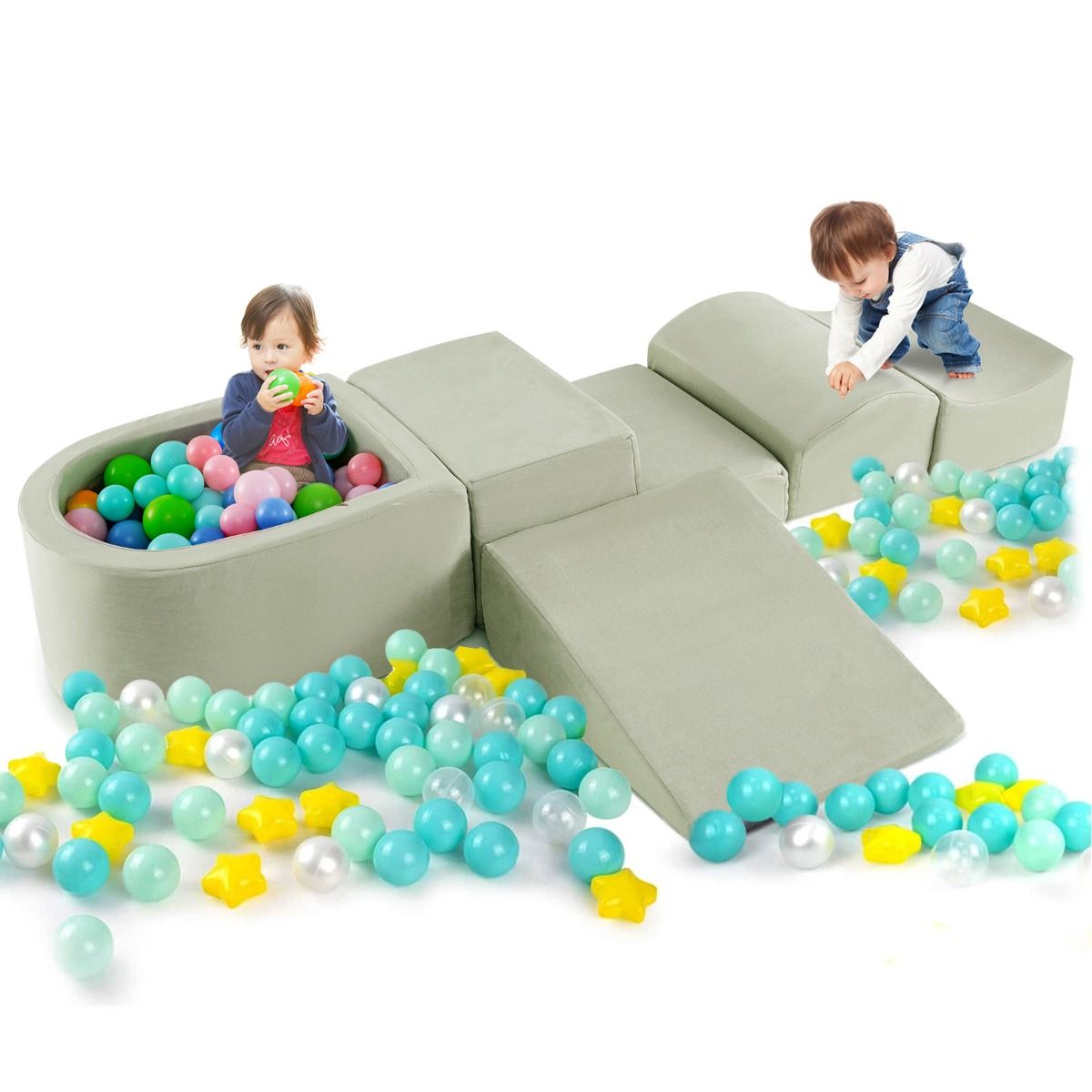 Coast Kletter- und Krabbel-Set – 5-teiliges Set aus weichen Spielblöcken mit Bällebad – grün