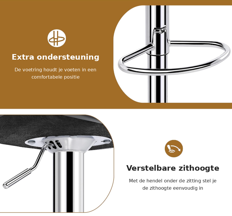 Yaheetech Barhocker, 2er-Set – Grau – Höhenverstellbar 62,5–83 cm – Drehbar, mit Rückenlehne und Fußstütze
