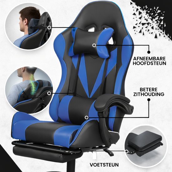 Bayt Gaming Stuhl - Gaming Stuhl - Komfort Gamer Stuhl - Schwarz und Dunkelblau