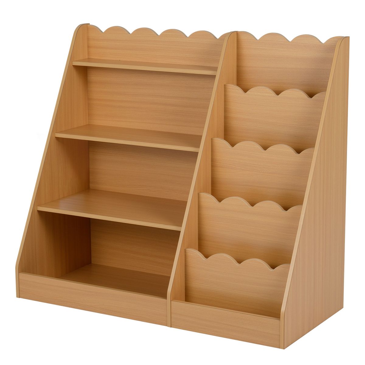 Coast Kinderbücherregal – 4 offene Fächer – verstecktes Staufach – Holz – naturfarben