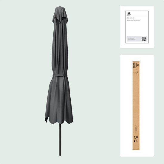 LifeGoods Sonnenschirm - Garten - 200x300cm - 30° neigbar - Wasserdicht - UPF50+ - Dunkelgrau