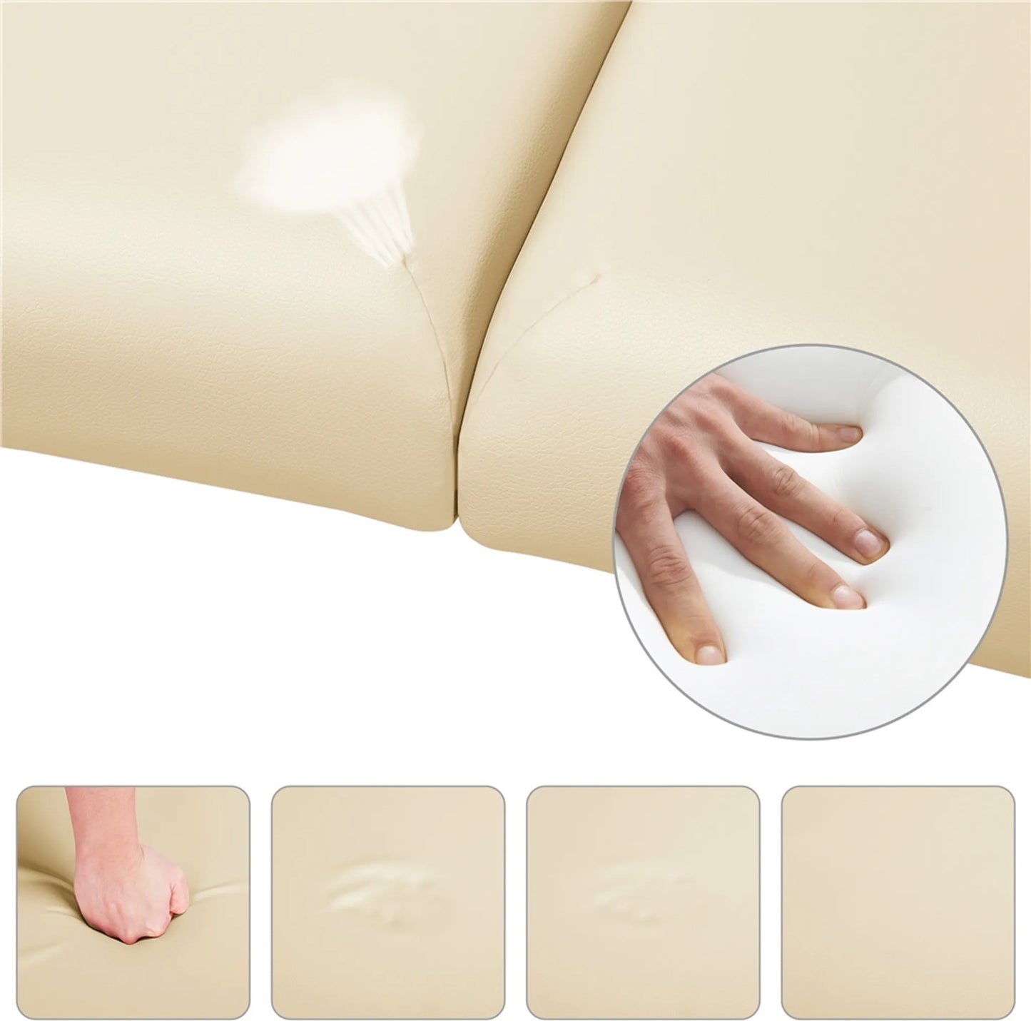 Yaheetech Klappbarer Massagetisch - 213 x 82 x 64-85,5 cm - Ausgestattet mit Buchenbeinen und verstellbarer Kopfstütze und Tragetaschenfunktion - Für Schönheitssalon und Massagestudio - Cremefarbenes Kunstleder und Holz