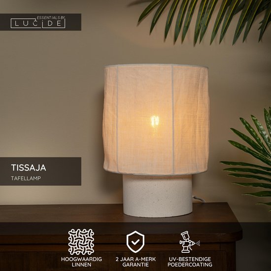 Lucide TISSAJA – Tischlampe – Ø 20 cm – 1xE14 – Weiß | Essential