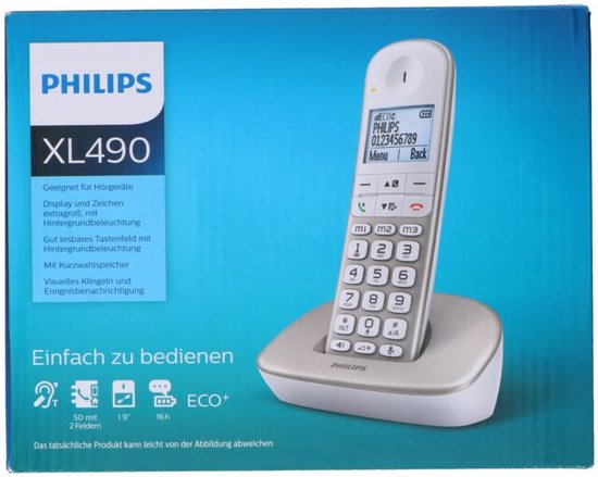 Philips XL4901S - DECT-Telefon - Schnurloses Seniorentelefon mit 1 Hörer - große Tasten, Lautstärkeanhebung und Hörgerätekompatibilität - Weiß