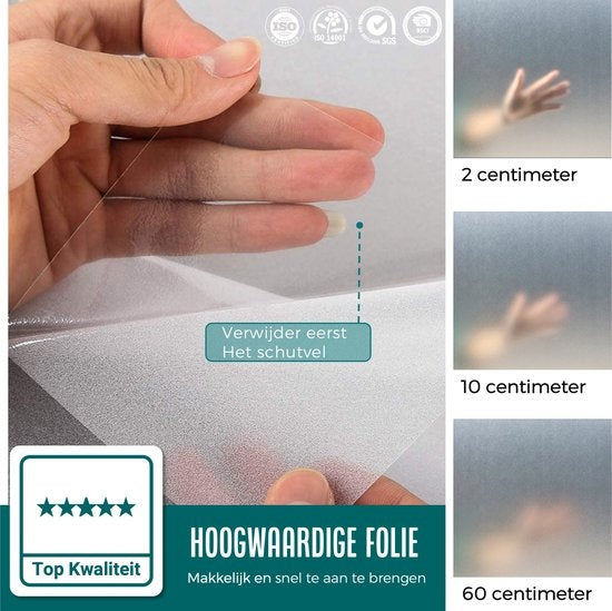 Homewell Fensterfolie HR++ 70x300cm - Sonnenschutz & Isolierung - Blendschutz - Statisch - Mattiertes Glas