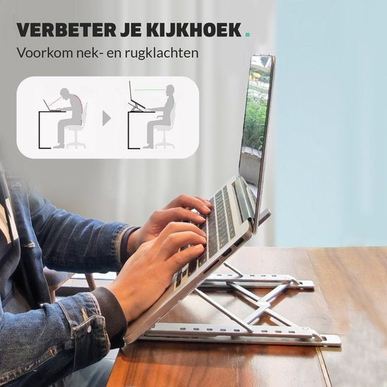 LURKÂ® Laptop-Ständer klappbar - Ergonomischer Laptop-Halter - Höhenverstellbar - Notebook/Buch/Tablet - Aluminium - 11 bis 17 Zoll