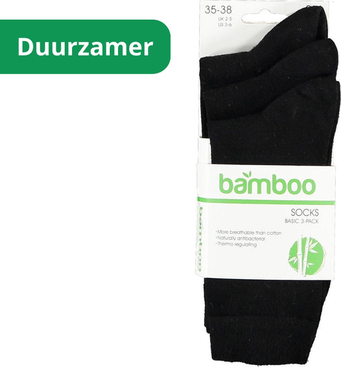Apollo Bambus-Socken, 3er-Pack – Schwarz – Größe 43/46