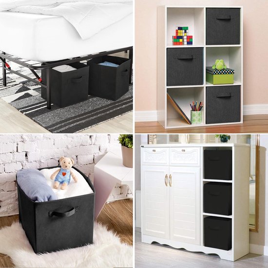 SWILIX® Multifunktionaler Aufbewahrungskorb / Aufbewahrungsbox - Schrankorganisator - 6 Stück - 20 L - Schwarz