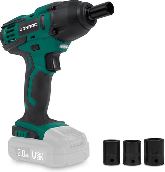 VONROC Akku-Schlagschrauber 20V - 150Nm - Inkl. 4 Steckschlüsseleinsätze - Ohne Akku & Ladegerät