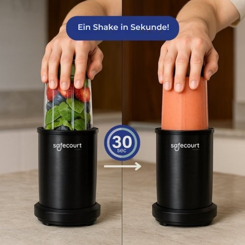 Safecourt Kitchen - Smoothie Mixer - Mixer 1200W - Smoothie Maker - Inklusive To-Go Becher - Schwarz