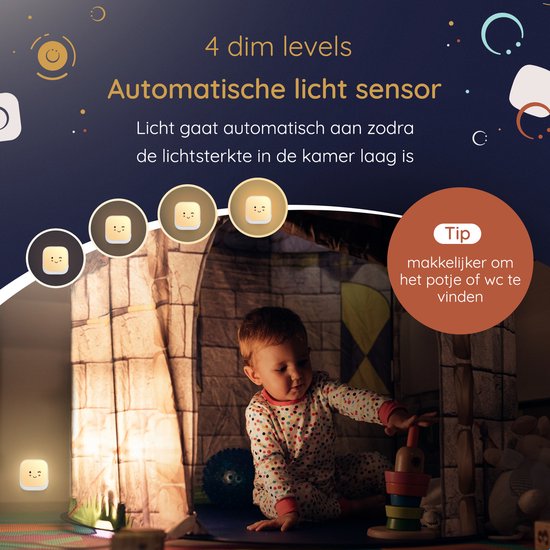 Numsy - Automatisches Nachtlicht für Kinder mit Lichtsensor -14,8x 7,80x 4,3 cm
