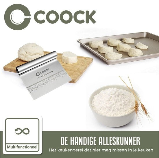 COOCK - Teigschaber aus Edelstahl - Teigschaber - Gemüseschneider - Pizzamesser - Teigschneider - Kuchen- und Tortenschaber