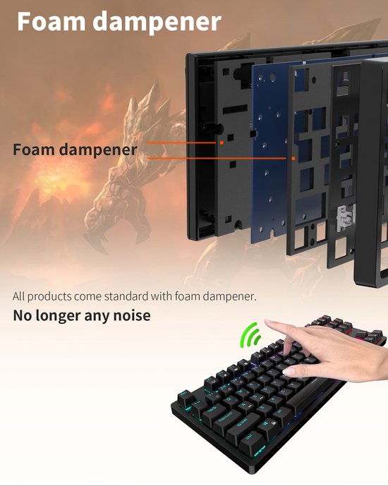 RK84 Gaming-Tastatur Weiß - RGB-Beleuchtung - Hot-Swap-fähig - Tri-Mode - Ergonomische mechanische Gaming-Tastatur mit Wireless-Verbindung - Qwerty - 80% mit Multimedia-Tasten - braune Schalter