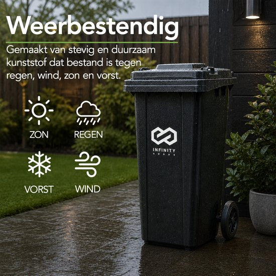Infinity Goods Kliko 240 l – Abfallbehälter – Rollcontainer – Mini-Behälter aus Kunststoff – mit Rädern – grau