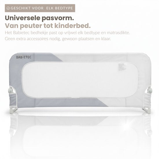 Babietec Bettgitter, verstellbar und zusammenklappbar – extra lang, 150 cm – Bettgitter – Boxspring – Ausfallschutz – Bettgitter – Dunkelgrau