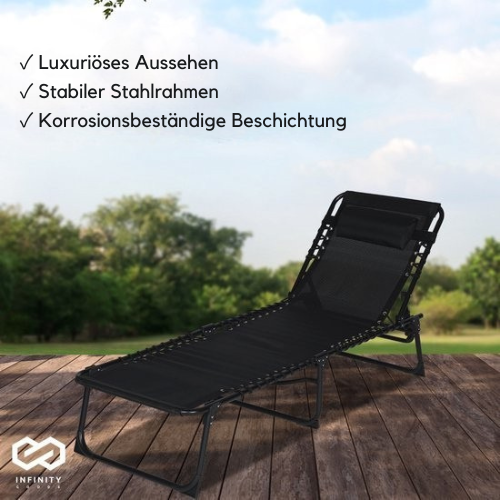 Infinity Goods Liege - Faltbar - Inklusive Kissen - Verstellbar - Wetterfest - Anthrazit