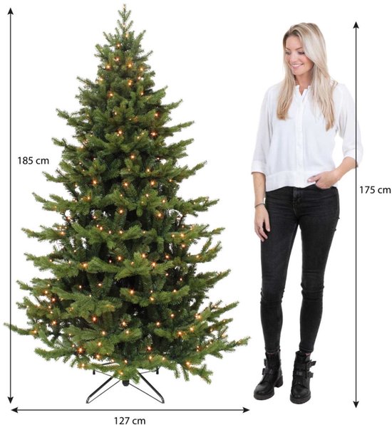 Triumph Tree Sherwood Deluxe Kunstweihnachtsbaum mit LED-Beleuchtung – Kunstweihnachtsbaum H 185 x Ø 127 cm – Grün