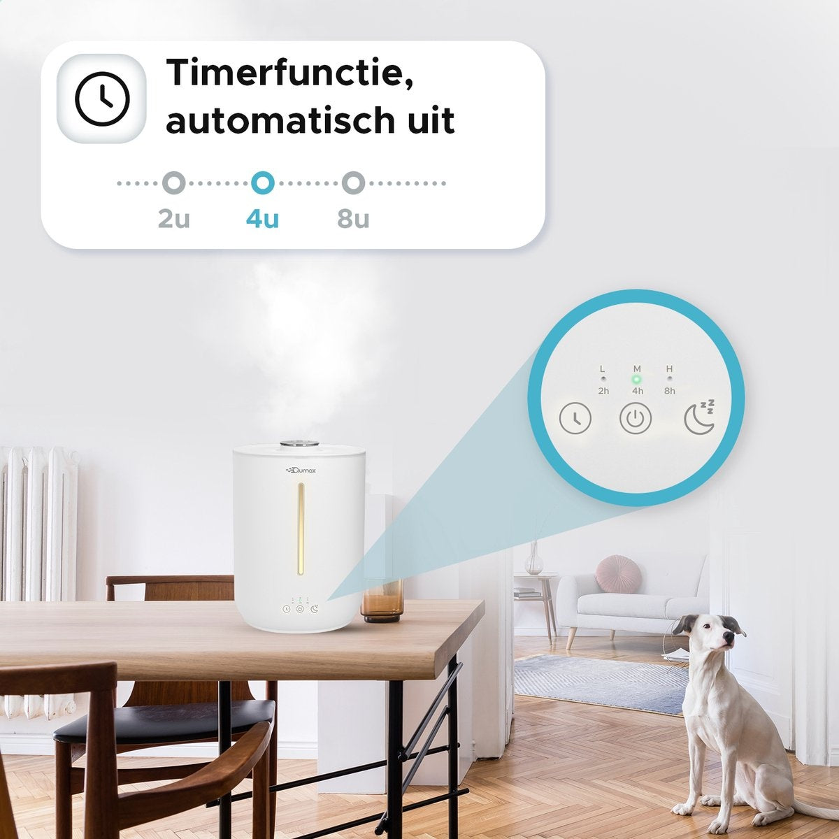 Qumax Luftbefeuchter mit Aromatherapie 2,8L - verschiedene Stufen - leises Design