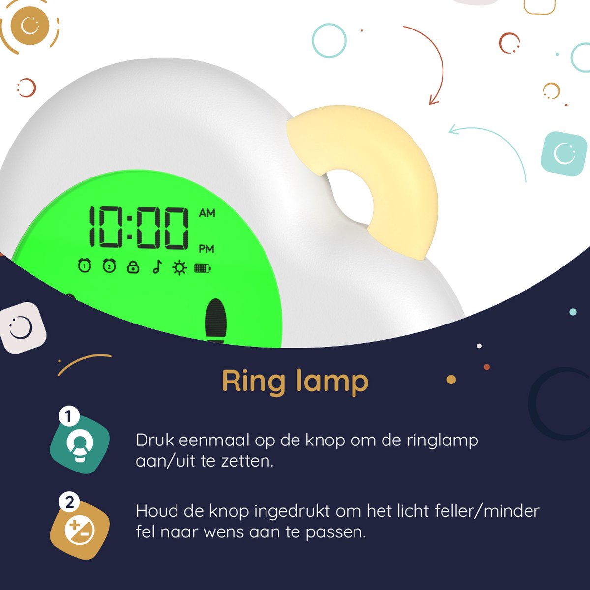 Numsy - Lou Sleep Trainer Kids - Kinderwecker mit Nachtlicht - LED - 16 x 11 x 4 cm - 5W - Cloud