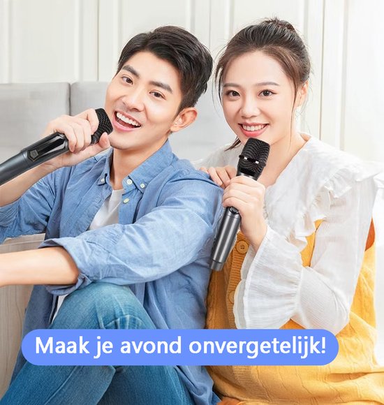 Tech Essentials® 2 Stück - Drahtloses Mikrofon-Set - VHF - USB-C Wiederaufladbar - Plug & Play - Karaoke - Studio - 3.5-6.3mm Klinke - ASMR - Geeignet für Party Box