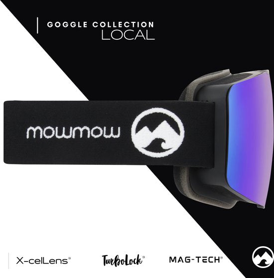 MowMow LOCAL Skibrille Männer L/XL + Extra Scheibe - Magnetisch - Bio-Frame - R-Strap - UV400