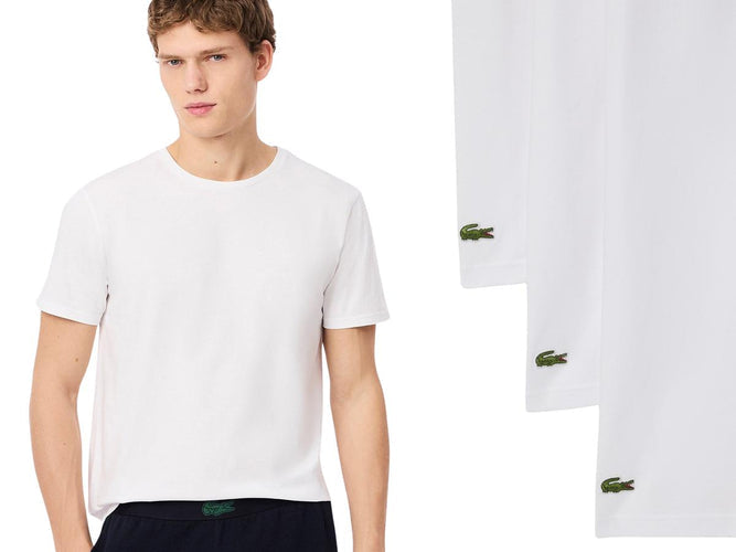 Lacoste Basic T-Shirt – 3er-Pack – Größe XXL – Weiß/Silber-Chine-Schwarz