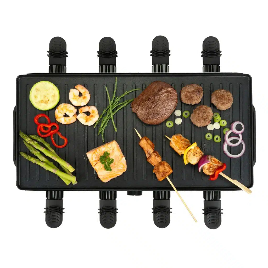 Gourmette Raclette Pure Gourmet-Set – Schwarz – 8 Personen – 21 x 42 cm – PFAS-frei mit wendbarer Grillplatte