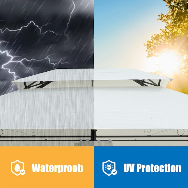 Kahomvis Pavillon 13 x 10 ft – Wasserabweisend – Doppeldach – Mit abnehmbaren Seitenwänden
