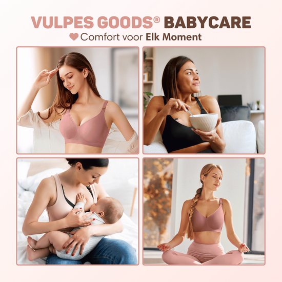 Vulpes Goods® BabyCare - Still-BH ohne Bügel - Umstands-BH - Nahtloser Still-BH - Schlaf-BH - verstellbare Träger - ultraweiches Material - herausnehmbare Polsterung - vorne mit Klappe - praktisch beim Stillen - Pink - M