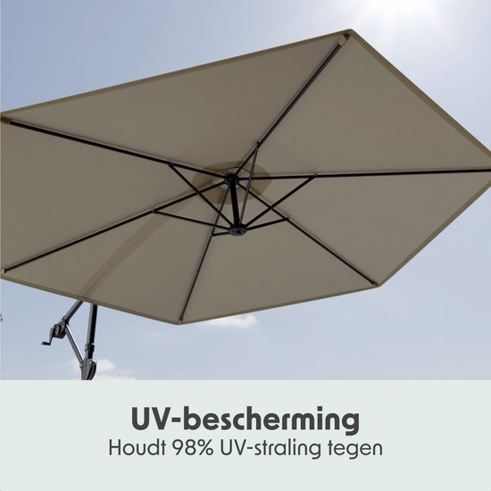LifeGoods Schwimmender Sonnenschirm - Rund Ø300 cm - UPF 50+ und Wasserdicht - Taupe